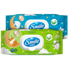 серветки вологі Smile Baby  84шт. с клапаном  (12)