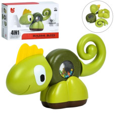 брязкальце хамелеон 20,5см. 4в1 (конструктор, пискавка, прорізувач), в кор. 21х14х7см.  196Y  (48)