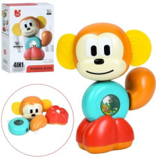брязкальце мавпа 18см. 4в1 (конструктор, пискавка, прорізувач), в кор. 14х21х7см.  197Y  (48)
