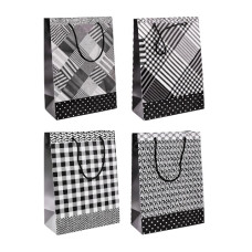 пакет подар. паперовий 18х24х8см. "Чорно-білий мікс"  10009-S  (12/720)