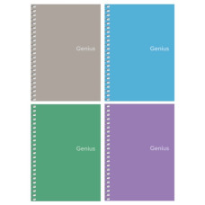 блокнот А6 80арк. на спіралі, пластик обкл., білий блок, кліт. "Genius"  А6-080-6807K  (160)