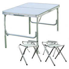 стіл A-Plus складаний для пікніку + 4 стільчики, алюміній  6001  (1)