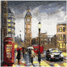 картина за номер. Ідейка 50х50см. "Дощовий Лондон"  КНО3599