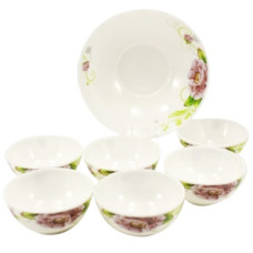 набір салатників склокерамічних 7шт. Бузковий піон  6616 7Н  (6)