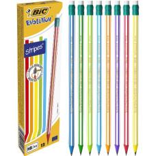 олівець чорнографітний BIC Evolution Stripes з гумкою НВ  8960342  (12)