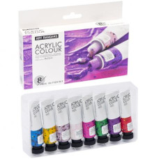 фарби акрилові Art Ranger  8кол.х22мл. глітер, пл. туби, підкладка  FEA0822-G  (6/24)