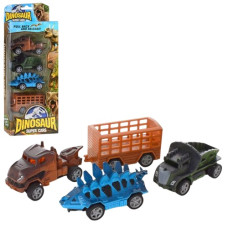 набір машинок інерц. 3шт. 8,5см., корпус-динозавр, з причепом, в кор. 12,5х32х4,5см.  757-30  (72)
