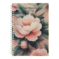 блокнот Buromax Arabeski на спіралі А5/80арк., пласт. обкл., клітинка, рожевий  ВМ.2587-10  (1/48)