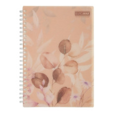 блокнот Buromax Arabeski на спіралі А5/80арк., пласт. обкл., клітинка, персиковий  ВМ.2587-46 (1/48)