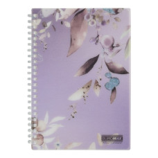 блокнот Buromax Arabeski на спіралі А5/80арк., пласт. обкл., клітинка, сливовий  ВМ.2587-48  (1/48)