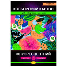 картон кольоровий Апельсин А4/ 8арк. "Флуоресцентний" 210гр./м2  АП-1114  (20)
