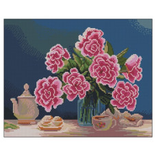 алмазна мозаїка Strateg 40х50см. "Чаювання"  в тубі, без підрамника  ZAV4050-4