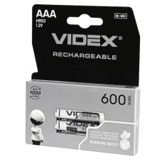 акумулятор Videx HR03  Ni-Mh  600mAh 1x2 бліст.  (20)