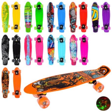 скейт пенні 56х14см., алюм. підвіска, колеса ПУ, світло, малюнок  MS 0749-12  (10)