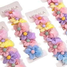 гумка для волосся з квіткою та хутром на бліст.  WW02302  (12)