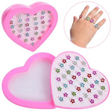 каблучки дитячі мет. 36шт. в коробці-серці 15,5х14х3см., ціна за коробку  RING-16  (1/35)