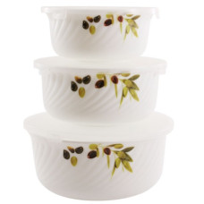 набір салатників склокерамічних 3шт. (14см./16см./19см.) з кришками Оливки  О3020/3  (12)
