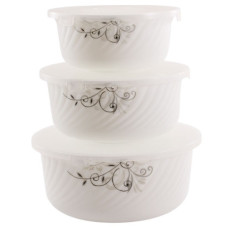 набір салатників склокерамічних 3шт. (14см./16см./19см.) з кришками Мереживо  О3020/3  (12)