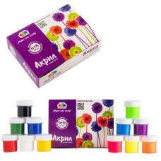 фарби акрилові Гамма (НВ) Творчість 12кол./10мл. (6 основних + 6 флюоресцентних)  400506  (12)