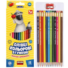 олівці кольор. Школярик 12кол. тригранні з гумкою + чинка  312119001-UA  (12)