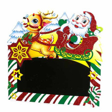 новогодняя доска для рисования мелом DSCN9880 "Дед Мороз с упряжкой" 28х28см., укр. надпись  (10)
