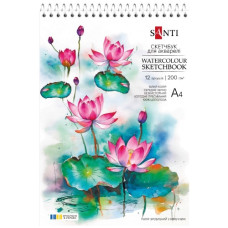 скетчбук Santi для акварелі А4см., 12арк., 200гр./м2, на спіралі  743299  (1)