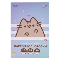 картон кольоровий YES "Pusheen" односторонній А4/10арк. в папці  955463  (25)