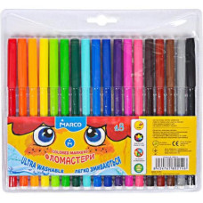 фломастери Marco  1690-18 Super Washable 18кол. PVC-упак.  1690-18  (12/144)