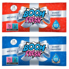 серветки вологі Boom Fresh  15шт.  (180)
