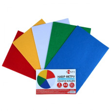 фетр Santi А4 м`який з клейовим шаром, 5 арк., класичні кольори  743255  (1/200)