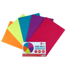 фетр Santi А4 м`який з клейовим шаром, 5 арк., яскраві кольори  743256  (1/200)