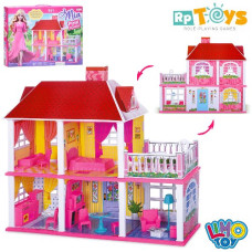 будиночок для ляльки 83,5х70х25,5см., 2в1, 2 поверх, 5 кімнат, меблі, в кор. 63х48х9,5см.  6980  (6)