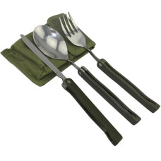 набір туристичний Traveler 3в1 ніж, виделка, ложка в чохлі 11,3см.  К-603
