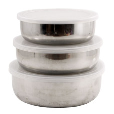 набір судків нержав. 3шт. (14/16/18см.) з пласт. кришками  ST6012