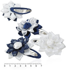 шпилька-"тік-так" для волосся з бантиком біло-синя 7см.  1006-2343В (014521)  (12)