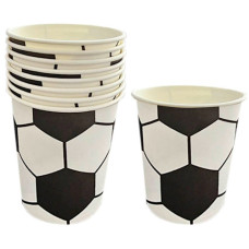 набір стаканів картонних Pelican "Футбольний м`яч" білі з чорним 10шт.  871431