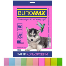 папір оф. кольор. Buromax  А4/80гр./50арк. Pastel+Neon набір 10кол.  ВМ.2721750-99  (50)