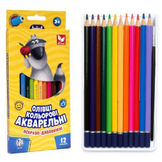 олівці кольор. Школярик акварельні 12кол. шестигранні, карт. уп., заточені  312110004-UA  (12)