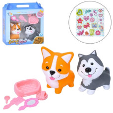 собака 2шт. 8см., аксесуари, наліпки, в кор. 20х22х6см.  932-12С  (72)