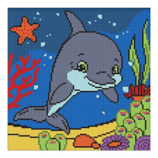 алмазна мозаїка Ідейка 30х30см. "Добрий дельфін"  АМО8111