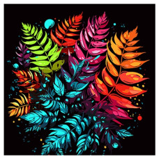 картина за номер. Strateg 40х40см. "Папоротник у квітковому аранжуванні"  AV4040-43