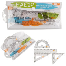 набір вимір. прил. YES (лін. 15см. +2 трик. + тр-р) прозор. в ПВХ чохлі  370512  (24/480)