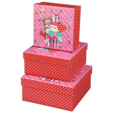 набір подарункових коробок Buromax 3шт., розмір найбільшої 20х20х9,5см., гліттер  ВМ.233313