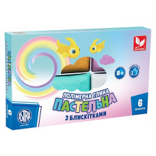 полімерна глина Школярик з блискітками пастельні кольори 6кол.  304118001  (24)