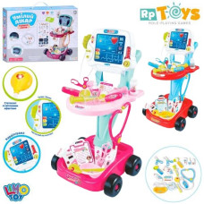 набір лікаря візок 75х33х92см., мед. інстр., звук, світло, на бат. в кор. 50х37х12см. 660-45-46 (12)