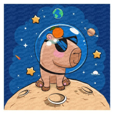 картина за номер. Ідейка 30х30см. дитяча "Капібара в космосі"  КНО1291