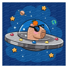 картина за номер. Ідейка 30х30см. дитяча "Капібара в космічній тарілці"  КНО1292