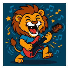 картина за номер. Ідейка 25х25см. дитяча "Лев з гітарою"  КНО1308