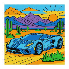 картина за номер. Ідейка 25х25см. дитяча "Машинка в пустелі"  КНО1316