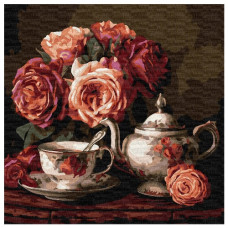 картина за номер. Ідейка 40х40см. "Троянди в темряві"  КНО3331